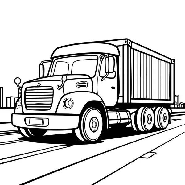 Araçları ve boyayı seven çocuklar için büyük kargo kamyonu çizimi