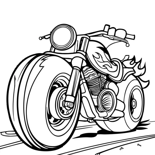 Yol kenarına park etmiş güçlü motorsikletli cesur ve dinamik sanat eserleri.