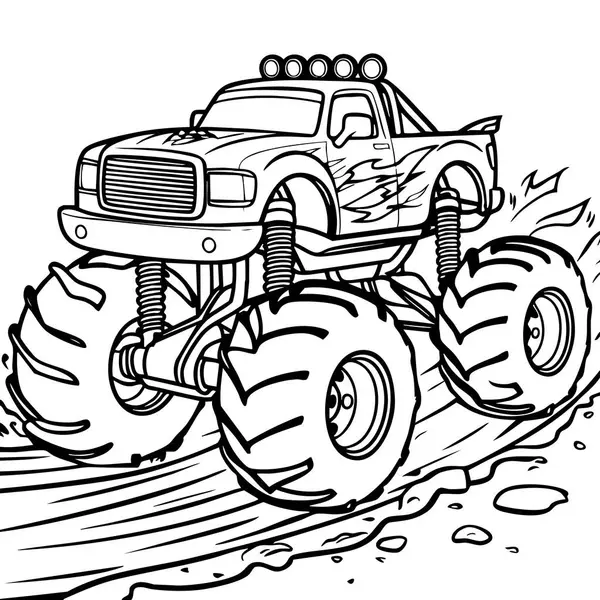 Büyük canavar kamyon engebeli çamurlu arazide son sürat ilerliyor.