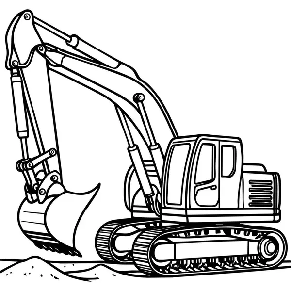 Boyama sayfaları için mükemmel bir inşaat alanında çalışan güçlü bir kazıcı