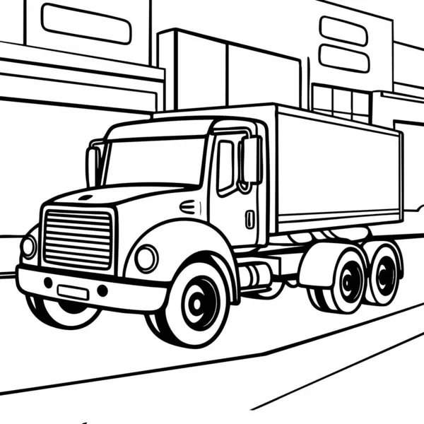 Şehir yolunda mal teslimatı için hazır bir kargo kamyonu.