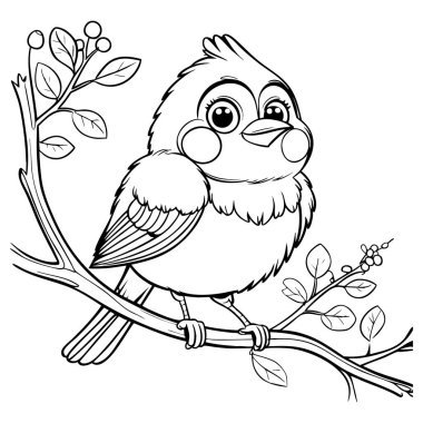 Yuvarlak, tombul, yanakları masal kitabı çizimleri ya da çocuk yaratıcı renkleri için mükemmel olan bir çizgi film kuşu.