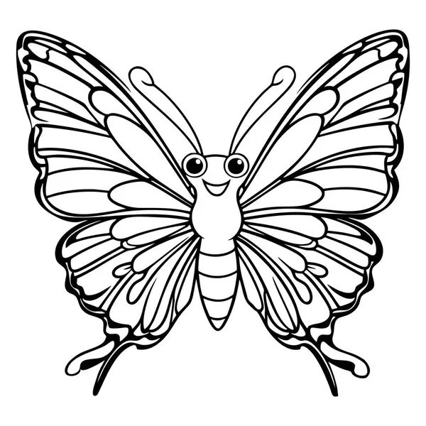 Büyük kanatlı ve gülümseyen yüzlü mutlu bir kelebek çocuklar için mükemmel.