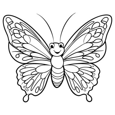 Detaylı ve dekoratif kanatlarıyla gülümseyen kelebek