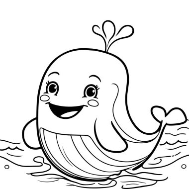 Neşeli bir okyanus sahnesinde suyla gülümseyen balina.