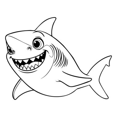 Büyük sırıtışı ve keskin dişleri olan dost canlısı çizgi film köpekbalığı.