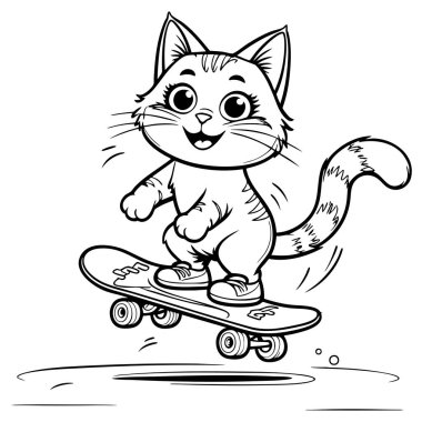 Heyecanlı kedi havada kaykay numaralarını yapıyor.