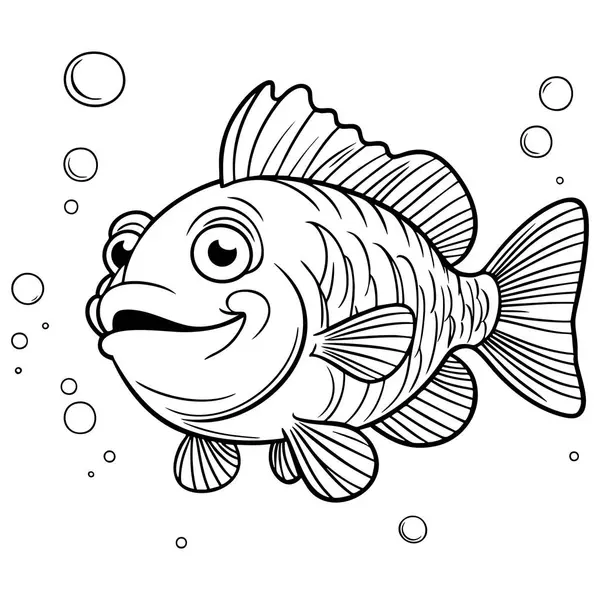 Yuvarlak vücutlu balıklar, mutlu yüzlü ve etrafını saran baloncuklar.