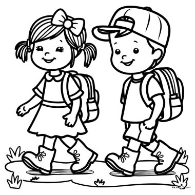 Genç bir oğlan ve kız sırt çantaları ve botlarla doğa yürüyüşünden zevk alıyorlar.