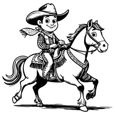 Genç kovboy dört nala koşan bir atla hızlı gidiyor.