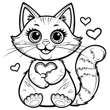 Kocaman gözleri ve tatlı gülüşü olan sevimli bir kedi yavrusu. Renklendirme faaliyetleri için mükemmel