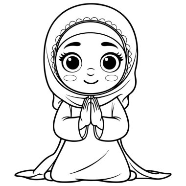 Hoş bir çizgi film karakteri. Kibarca oturup selam veren bir kız.