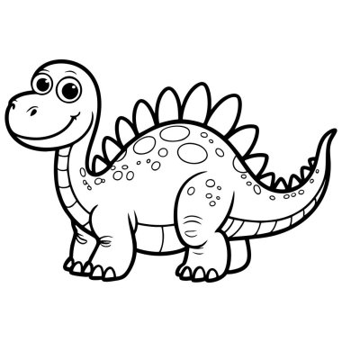 Dikenli sırtı ve yuvarlak benekleri olan oyuncu bir karikatür dinozor. Boyama eğlencesi için ideal.