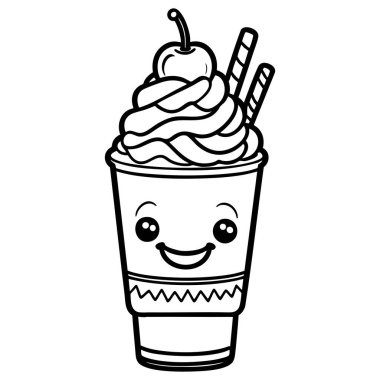 Çocuklar için krem şantili ve vişneli milkshake.