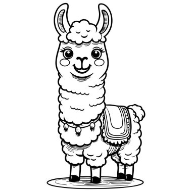 Eyeri çocuklar için harika boyama sayfaları olan sevimli lama.
