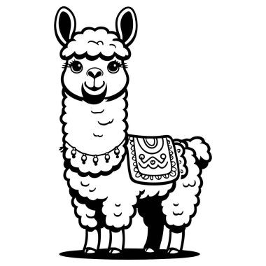 Süslü battaniyeli şirin lama çocuk boyama aktiviteleri için harika.