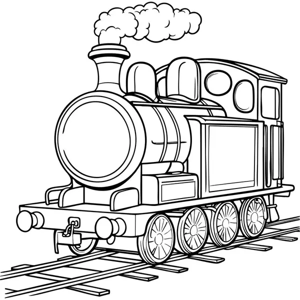 Tren raylarında dumanlı klasik buhar treni