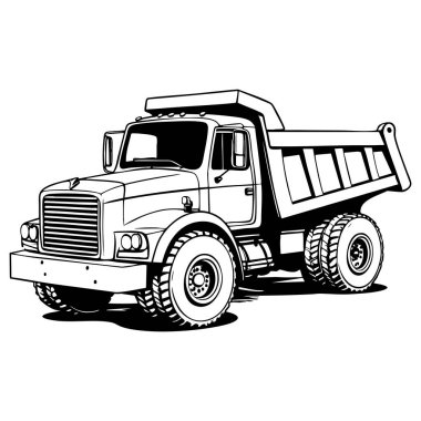 Ağır çöp kamyonu çizimi nakliye teması ve boyama kitabı için harika