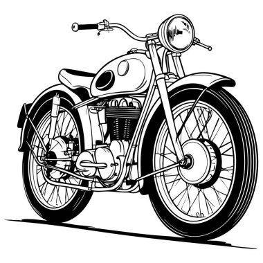 Renklendirme ya da tasarım referansı için harika bir retro motosiklet çizimi