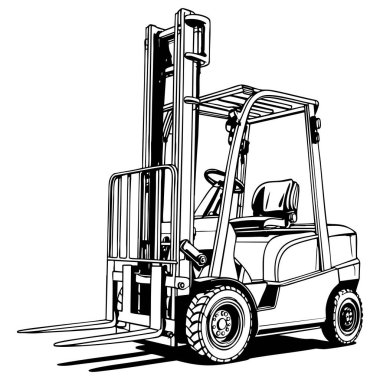 Forklift aracının dış hatları renklendirme ve endüstriyel tasarım için mükemmel.