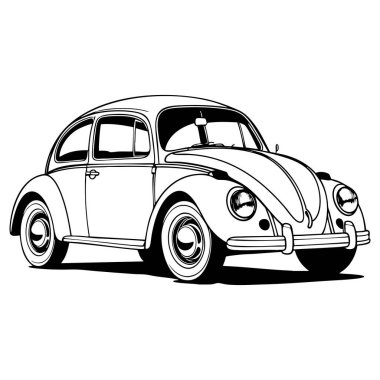 Renklendirme veya tasarım için siyah ve beyaz böcek ana hatları