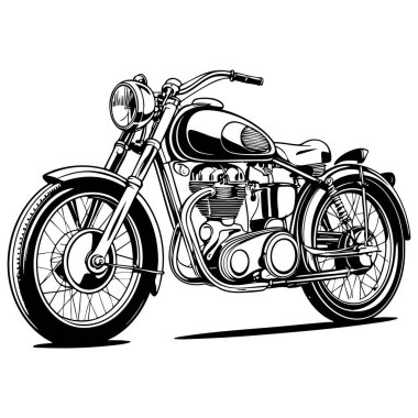 Bisiklet severler için klasik motosiklet boyama sayfası