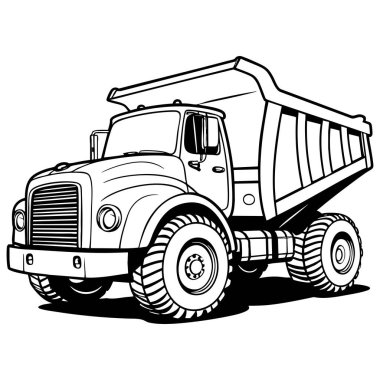 Büyük bir çöp kamyonu inşaat araç hattı.