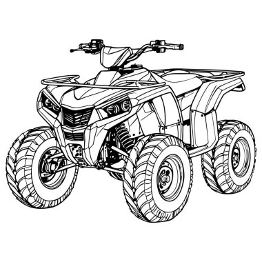 Offroad ATV dört tekerlekli bisiklet boyama sayfası çocuklar ve yetişkinler için