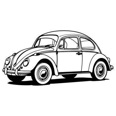 Çocuklar ve araba severler için klasik böcek araba boyama sayfası