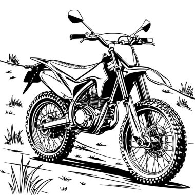 Açık hava macerası için sert lastikleri olan güçlü arazi motosikleti.