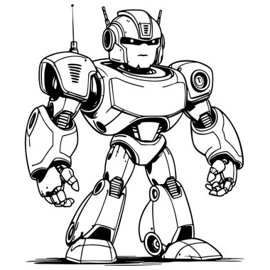 Zırh boyama sayfası çocuklar ve eğlenceli çizimler için mükemmel olan havalı fütürist robot.