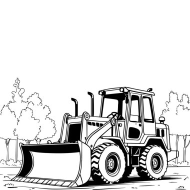 Çocuklar için eğlenceli buldozer boyama sayfası kolay ve eğitici