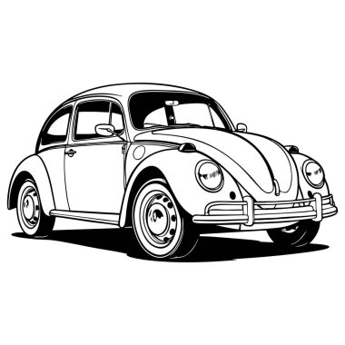 Klasik böcek tasarımlı klasik araba çizimi