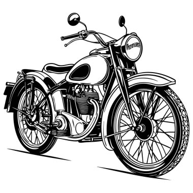 Klasik tasarım tarzlı eski bir motosiklet tasviri