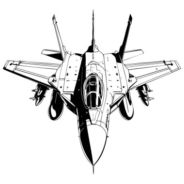 Askeri savaş uçağı illüstrasyon ön açısı