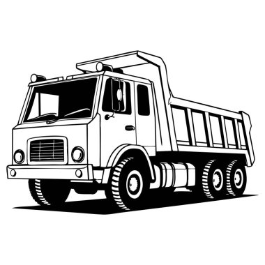 İnşaat araçlarını seven çocuklar ve yetişkinler için ağır çöp kamyonu boyama sayfası