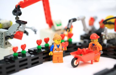 Hong Kong - January 27 2023: worker are working hard in the love factory with the production line