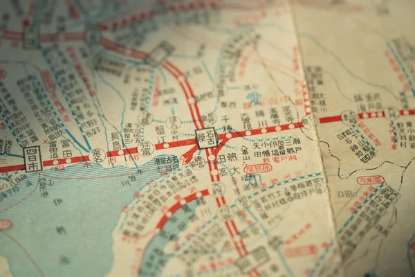 日本語漢字で名古屋の位置 第二次世界大戦前のレトロ古い地図 — ストック写真