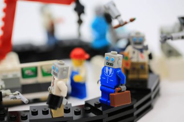 Hong Kong - February 20 2023: Robot are produced in the production line in the factory