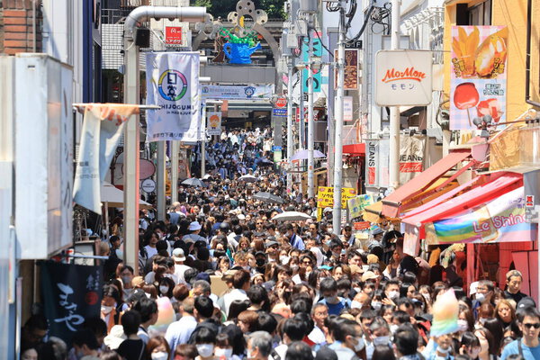 Tokyo Japan - May 2 2023: Takeshita dori, one of famous avenue in tokyo, is crowded because of holiday