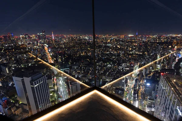 Panorama Tokio Nocy Widok Poziomy — Zdjęcie stockowe