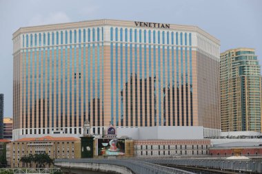 Macau, Çin 2 Temmuz 2023: Venedik Macao 'sunun dışı. Burası ünlü bir otel ve kumarhane.