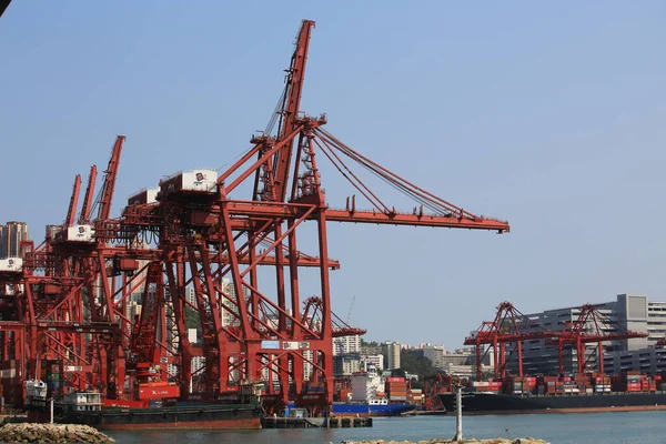 Hong Kong Febrero 2019 Vista Del Puerto Terminal Contenedores Kwai — Foto de Stock