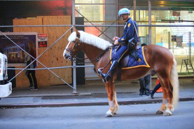 13 Ekim 2016 'da New York' ta New York Polis Departmanı at devriyesi. 1858 'den beri NYPD Atlı Birimi New York sokaklarında devriye geziyor.