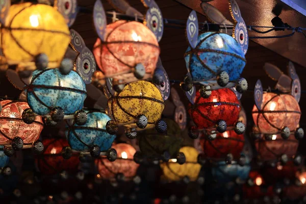 Lanterna Carta Forma Coniglio Tradizionale Metà Autunno Mercato Festival Hong — Foto Stock