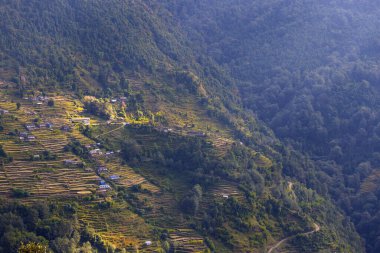 Nepal 'deki Birethanti vadisi ve köyü, Poonhill Daire Yürüyüşü manzarası