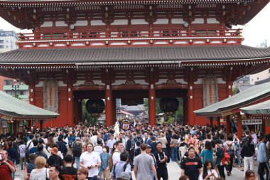 Tokyo - May 19 2024:crowded visitors in kannon temple in Sanja Festival. it is one of traditional festival,a weekend-long Shinto festival that is dedicated to the spirits of three men clipart