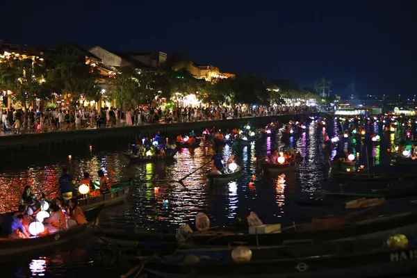 stock image Hoi An, Vietnam July 7 2024: the bbq cart or market stall sell the food in Hoi A night market. 