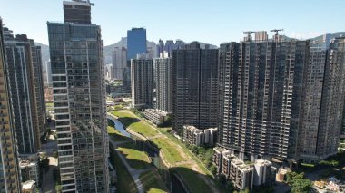 scenery of dense housing in Hong Kong, new developing area in Kai Tak. clipart