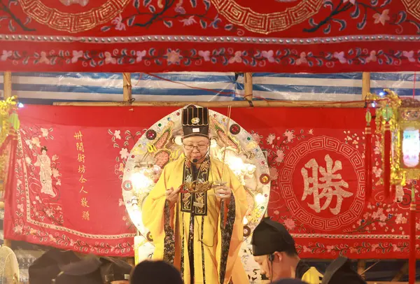 stock image Hong Kong August 27 2024:king of ghost inside theatre for Ghost Festival or called Yu Lan or Yulanpen festvial. Chinese believe on 15th day the realms of Hell and the realm of the living are ope